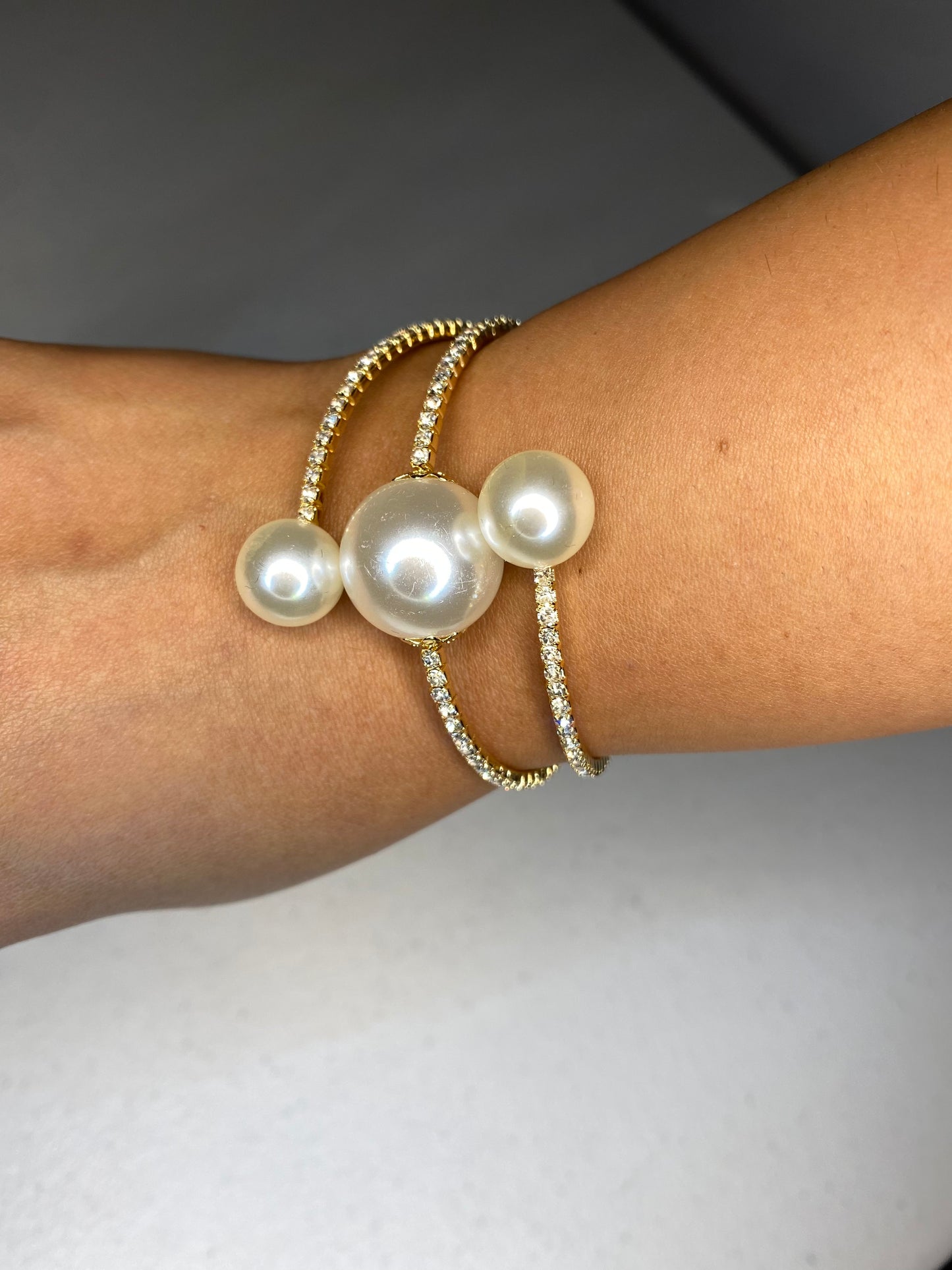 Three Pearl Gold Plated Bracelet