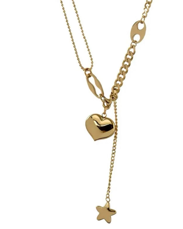 Te Amo Dangling Heart Necklace (GOLD)